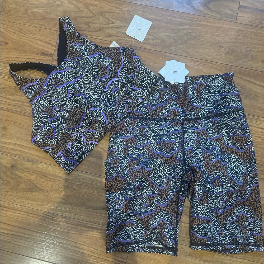 Fabletics Zebra Print Activewear Set size m new